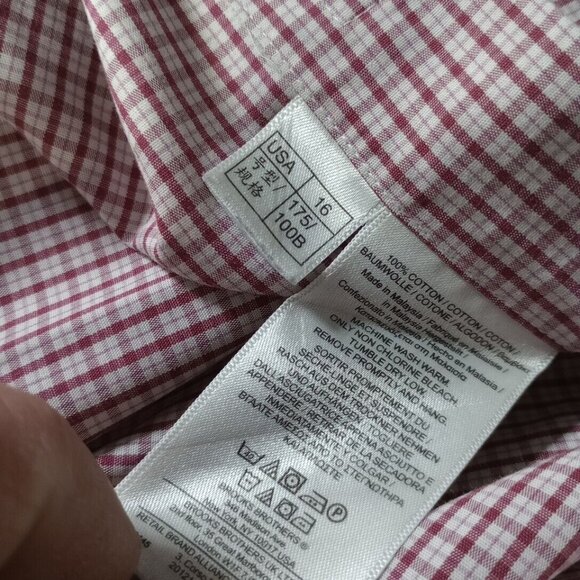 Brooks Brothers Classic Mens Long Sleeve Button-up Supima Cotton Shirt Red 16-35 - Picture 7 of 11